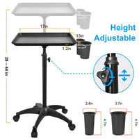 Mobile Salon Tray Stand with Aluminum Tray for Beauty and Nail Tools