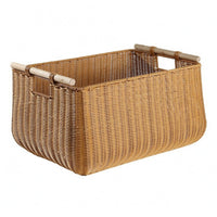 Rectangular Storage Basket Faux Rattan Braided Basket Side Handles Home Organization