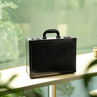 Barber Case with Latches Hard-Sided Barber Accessories Case Crocodile-Pattern Briefcase for Hairdressers, Mobile Stylists, Salon