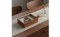 Wooden Jewelry Box Solid Wooden with Glass Lid Top Jewelry Case Vintage Jewelry Arrangement Display Box for Women, Men