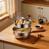 Stainless Steel Pot No Coating Japanese Style Frost Pot Easy to Clean Stainless Steel Saucepan for Beginners,   Person Meal