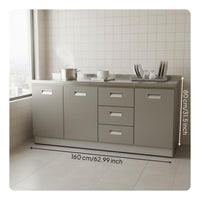 Stainless Steel Kitchen Cabinet Freestanding Storage Sideboard Rust-resistant Easy Clean Design Durable Construction Suitable for Homeowners Pantry Garage