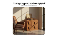 Stackable Slatted-Door Cabinet Retro Aesthetic Nightstand for Adults, Homeowners