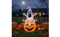 Spooky Inflatable Ghost with Pumpkin Cute Halloween Inflatable Ghost Funny Yard Decoration Indoor for Lawn