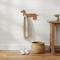 Woven Dachshund Hook Rack Decorative Home Organizer Space-Saving for Entryway