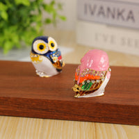 Desktop Owl Ornament Zinc Alloy Home Decor Rhinestone Accent