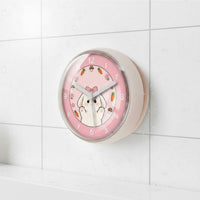 Rose Rabbit Shower Clock Suction Mount Home Decor Fogproof for Bathroom, Kitchen