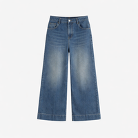 Women's Jeans with Elastic Waist for Everyday Casual Wear, Baggy Wide Leg Trousers in Non Stretch Denim, Plus Size Pull On UK