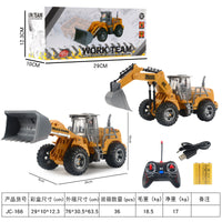 Remote Control Construction Vehicle Toy with Lights, USB Charging, Bulldozer and Excavator Model for Kids
