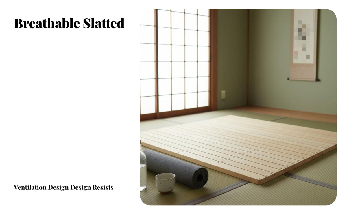 Foldable Wooden Slat Frame Glueless Construction Foldable Slatted Frame No Box foundation Needed Mattress Support for Homeowners, Guest Room, Apartment