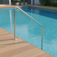 Pool Handrail with Flanged Base Stainless Steel Slanted Pool Entry Rail Floor-Mounted Grab Rail with Base Plate for Homeowners, Hotel Owners, Backyard
