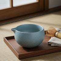 Matcha Bowl with Spout Handmade Ceramic Matcha Whisking Bowl Textured Finish Japanese Style