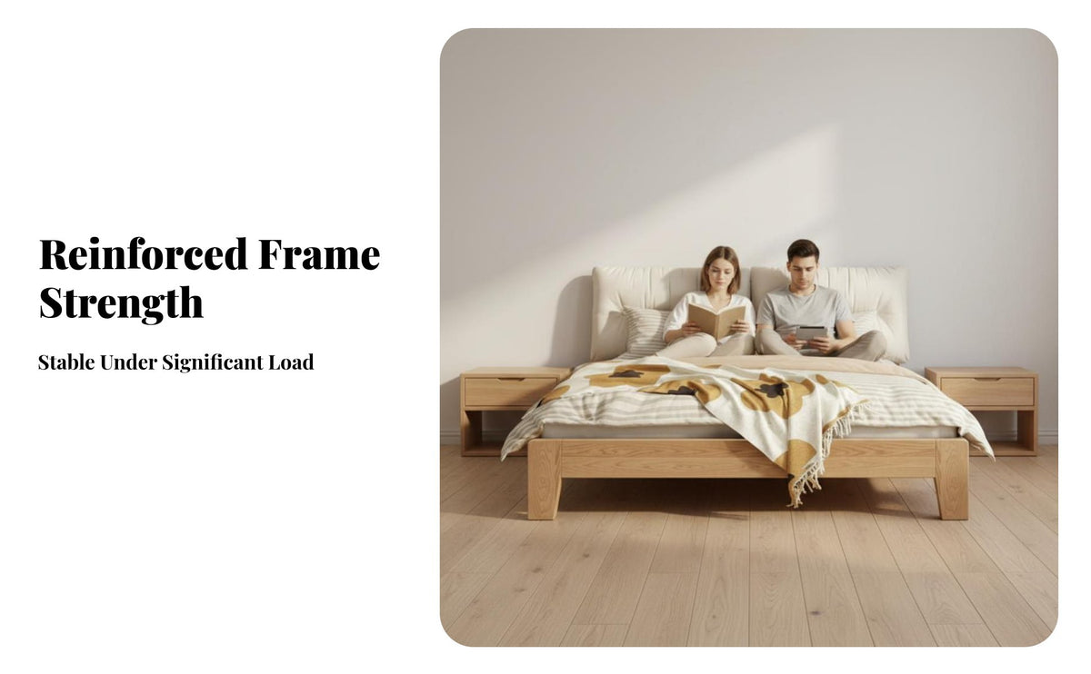 Upholstered Wooden Bed sturdy Wood Construction Upholstered foundation Frame Modern Minimalist and design Bedstead for partners, Adults, Home, Apartment, Hotel