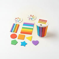 Cylindrical Color Sorting Container Hand-Eye Coordination Sorting Container with Lid Wooden Shape Sorter Educational for Toddlers, Preschoolers, Home, Classroom, Playroom