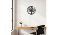 Wall Clock with Tree Silhouette Modern Metal Wall Clock Elegant for Living Room