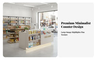 Shop Front Counter Easy to Clean Retail Counter with Display Shelves Wear-Resistant Modern Store Welcome Desk for Retailers, Pharmacy, Boutique, Cafe