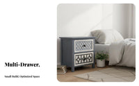 2-Drawer Nightstand Nordic aesthetic Bedside Table Distressed Finish Vintage Look for Interior Decorators