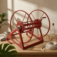 Metal Hose Reel Triangular Base Hand Crank Hose Reel Sturdy Farm Implement for Farmers, Field