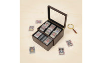 Card Collection Display Case Large Capacity Wooden Trading Card Box Dustproof for Sports Fans