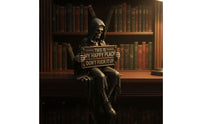 Skeleton Statue with Sign Gothic Decor Dark for Bookshelf, Collectors