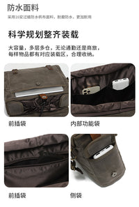 Detachable Motorcycle Saddlebag, Water-Resistant, Canvas, 30L, with Leather Trim