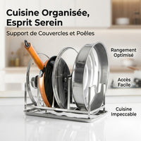 Hygienic Kitchen Lid Organizer, 304 Stainless Steel Sink Lid Holder, Rust-Proof Silver Lid Rack, for Large Families