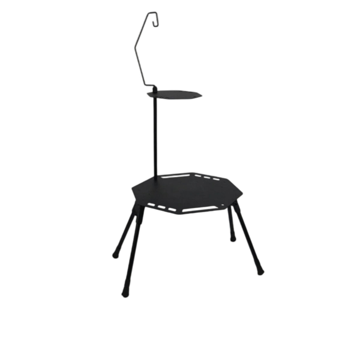 Height-Adjustable Octagonal Table with Lamp Stand Aluminum Camping Table with Lantern Pole Collapsible Long-Lasting for Backpackers