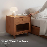 Single-Drawer Nightstand Japanese design Bedside Table adaptable for Small Spaces