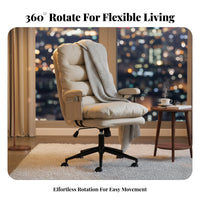 Upholstered Swivel Armchair Stable Base Desk Chair Fluid Rolling Casters