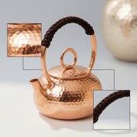 Tea Kettle with Wrapped Handle Polished Teapot Handmade for Collectors