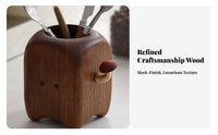 Solid Wood Utensil Cup Creative Gift Whimsical Desk Organizer Multi-Functional