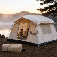 3-4 Person TC Polycotton Cabin Tent for Camping, Portable Waterproof Family Tent