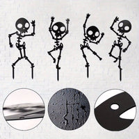 4 Pieces Dancing Skeleton Garden Stakes Black Skeleton Silhouettes with Stakes