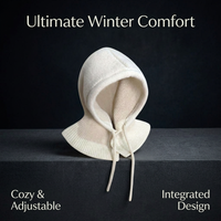 Lightweight Hooded Scarf Hat, Knit Hooded Scarf Hat, Warm Windproof Adjustable S #variant:['Beige']