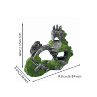 Castle Aquarium Ornament Stone-Like Aquatic Hiding Cave Mossy