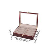 8-Slot Glasses Case Partitioned Interior Eyewear Display Case