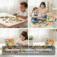 Wooden Toolbox Playset Compartmented Pretend Play Toolbox Wooden Tool Box Toy Rope Handles Pretend Tool Kit Fine Motor Skills