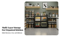 Kitchen Storage Cabinet with Doors Rust Resistant Metal Storage Cabinet on Wheels Heavy Duty Multi-Tier Kitchen Rack for Homeowners, Renters, Washroom