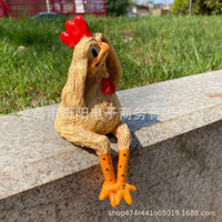 Resin Rooster Garden Ornament for Yard Decor