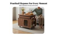 Vintage design Rolling End Table With casters Wheeled C-Table Multi-Functional Household Furniture Mobile Design for Apartment Dwellers, Homeowners, Office Workers, Living Room, Bedroom, Small Spaces, Balcony