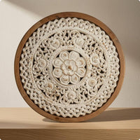 Carved Floral Wall Art Vintage-Style Carved Wood Wall Panel Farmhouse Home Decor