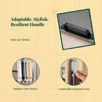 No-drill handle, Sliding Door Pull, pressure-sensitive Aluminum Alloy, Easy Installation, Modern Design, Suitable for glass, wooden, and cabinet doors