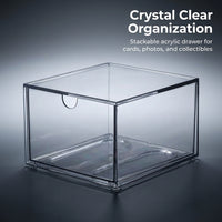 Acrylic Card Organizer, Transparent Stackable Display Box, Hobby Storage for Drawer Organization Case with hinged lid
