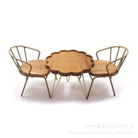 1：12娃娃屋仿真生活场景配件dollhouse迷你户外休闲椅子桌子模型