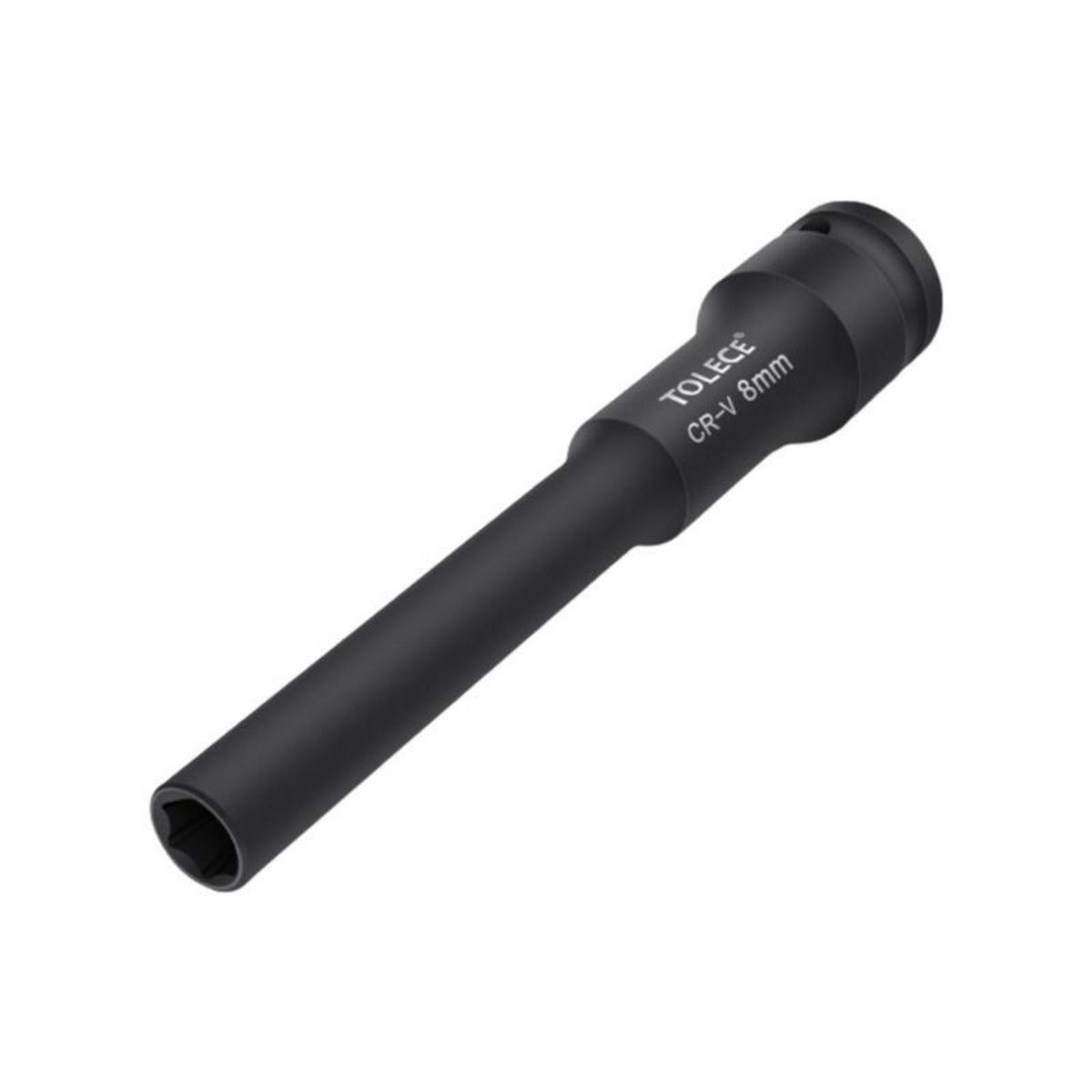 power outlet, 1/2" drive, extended length hex socket, thin wall, suitable for air powered wrenches, auto repair, sturdy duty.