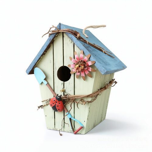 Decorative Birdhouse Rustic Bird House Small for Shelf