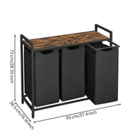 Laundry Sorter with Shelf Industrial Basket Rustic for Bathroom
