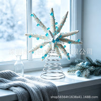 Double-Layer Starfish Tree Topper with Blue Beads for Christmas Beach Style Decor