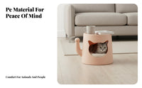 Feline Cave End Table Raised Lip Tabletop Enclosed Feline Bed Table Anti-Slip