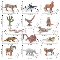 Desert Animal Figures Set with Cactus, Wild Dog, Rattlesnake, Camel, Lizard, Scorpion, Centipede